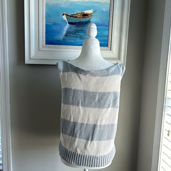 Vintage 90s Newport News Collection Sleeveless Y2K Striped Sweater Large - Picture 6 of 10